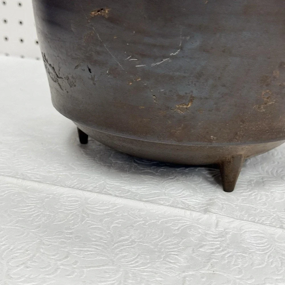 Antique Cast Iron Cauldron Pot 3 Legged Spider Gate Marked Bail Handle Primitive